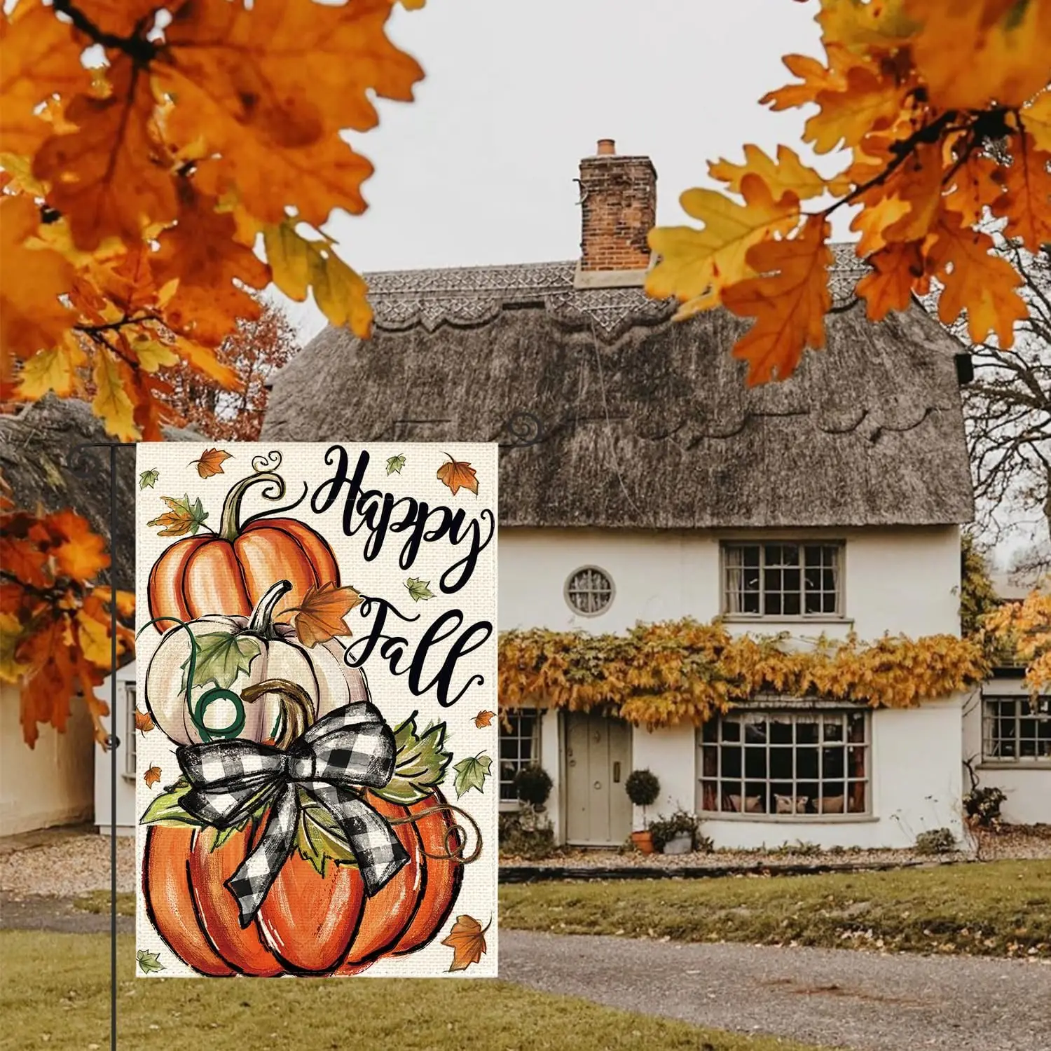 AVOIN colorlife Happy Fall Garden Flag 12x18 Inch Double Sided Outside | Double Sided, Weather & Fade Resistant, Yard Ou llp