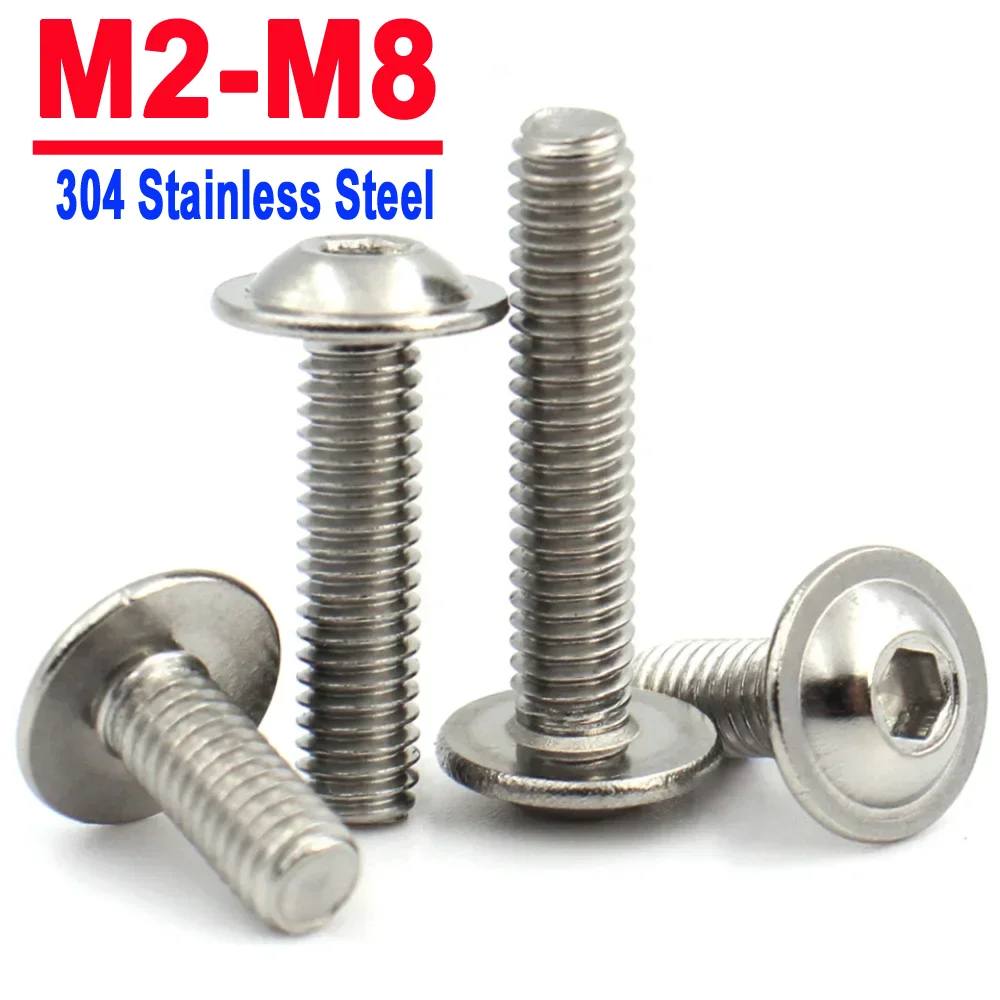

50/20/10/5pcs M2 M2.5 M3 M4 M5 M6 M8 CM ISO7380.2 304 Stainless Steel Hexagon Socket Button Head Screws With Washer Collar Bolt