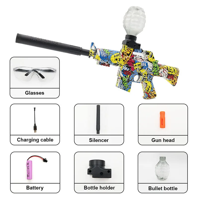 Electric gel ball explosion toy, manual/automatic eco-friendly splatter ball blaster, Christmas and New Year gifts.