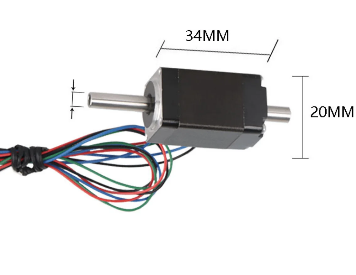 1PC Nema8 Stepper Motor 34mm 0.6A 0.032N.m/5oz-in Φ5mm(Dual Hollow Shaft) 4-leads(1m) 20BYGH CNC 3d Printer