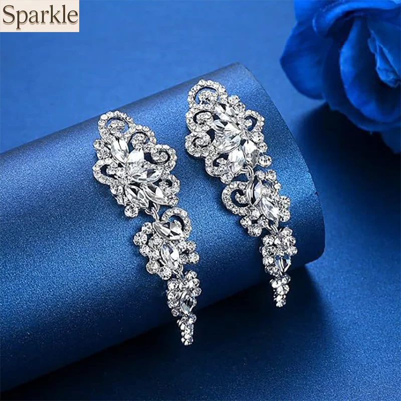 

Zircons Flower Earrings Tassel Dangle Earrings for Women Jewelry Elegant Ear Pendants Girls Gift Drop Earrings