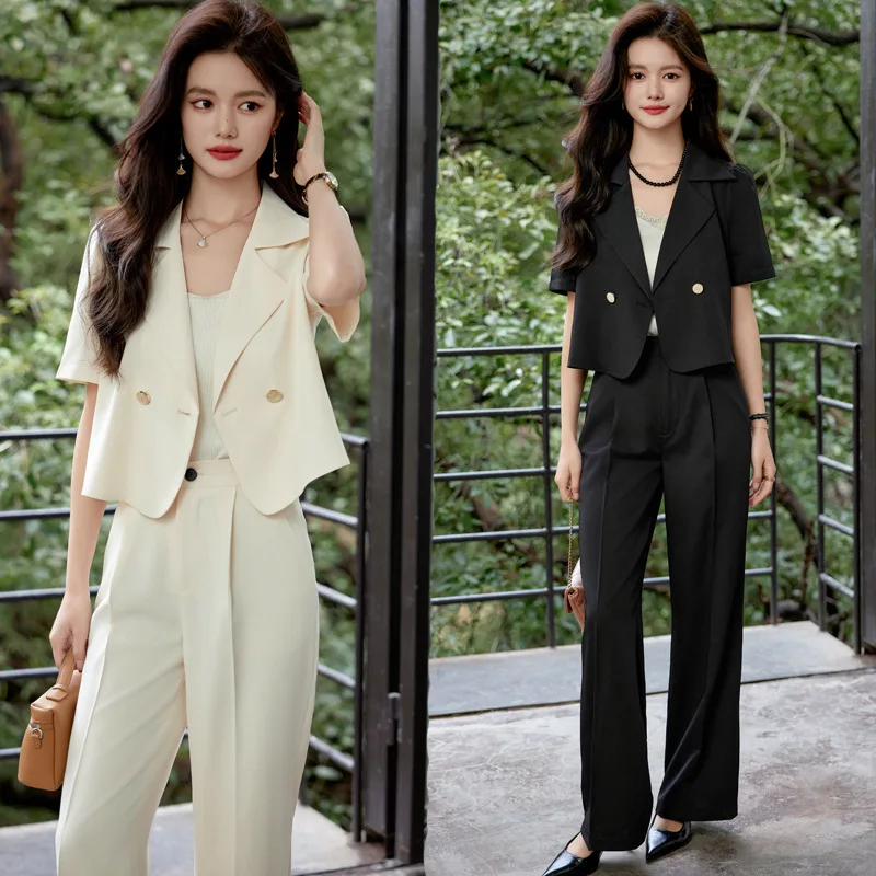 

Black Short Suit Suit Women's Summer Thin Design Sense Small Temperament Leisure Short Sleeve Small Business Suit Coat