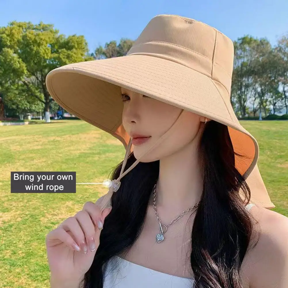 

Unisex Summer Wide Brim Waterproof and Quick-drying Panama Caps Uv Protection Adjustable Drawstring Outdoor for Sun-blocking