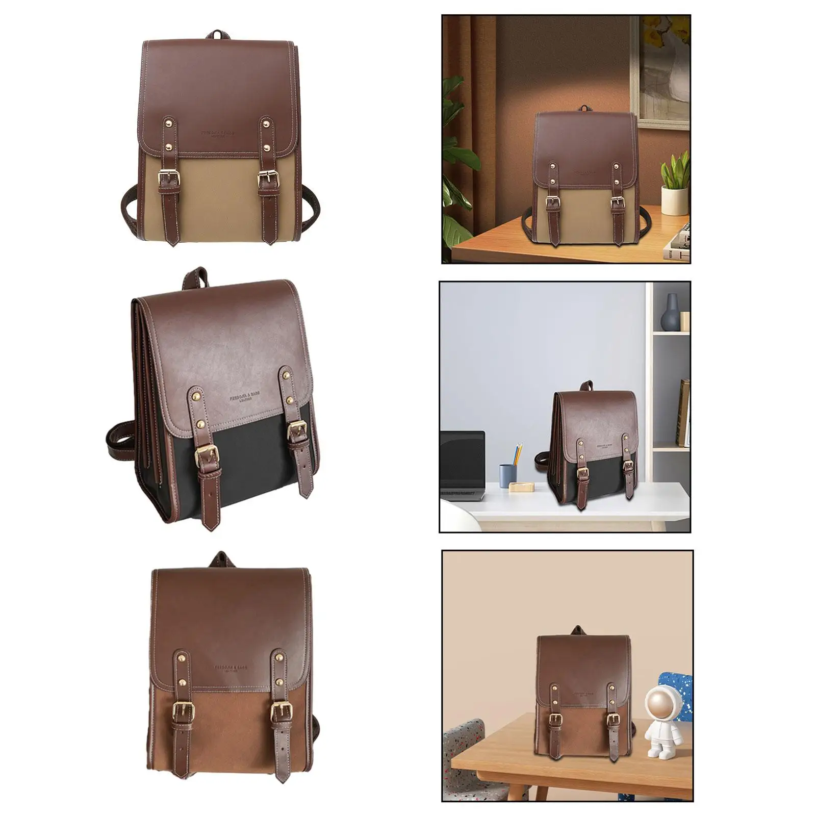 Womens Leather Backpack Waterproof Adjustable Shoulder Straps Travel Bag Retro Design School Bag for Outdoor Activities Shopping