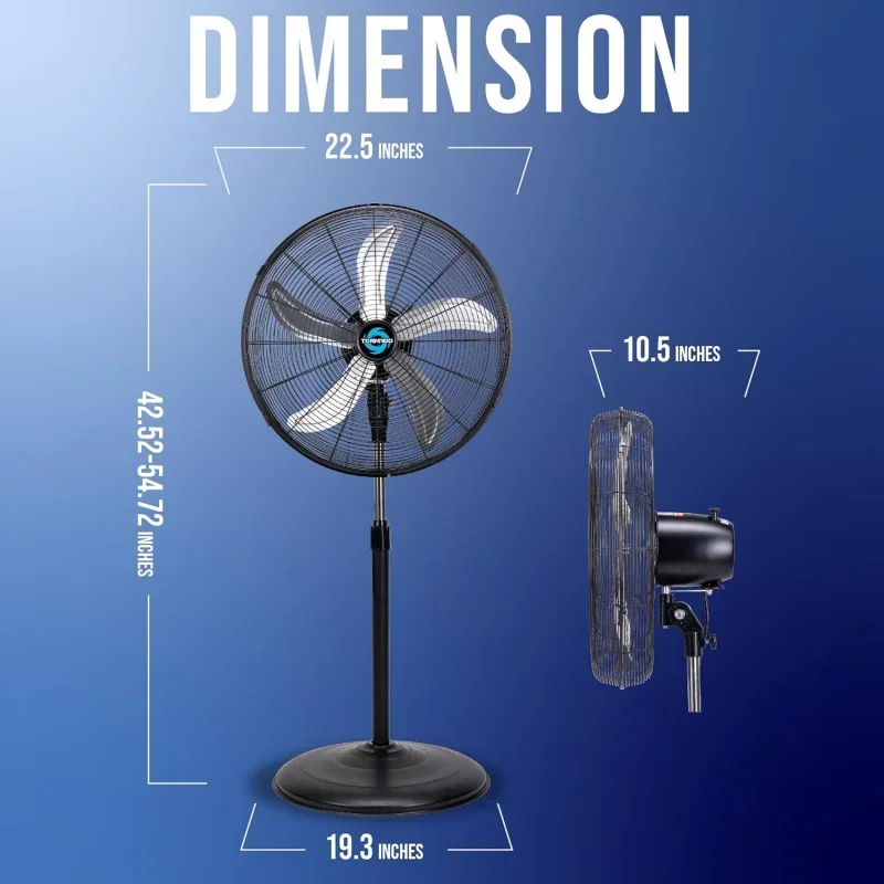 QW20 Inch High Velocity Metal Oscillating Pedestal Fan Commercial,Industrial Use 3 Speed 5000 CFM 1/6 HP 6.6 FT Cord UL S