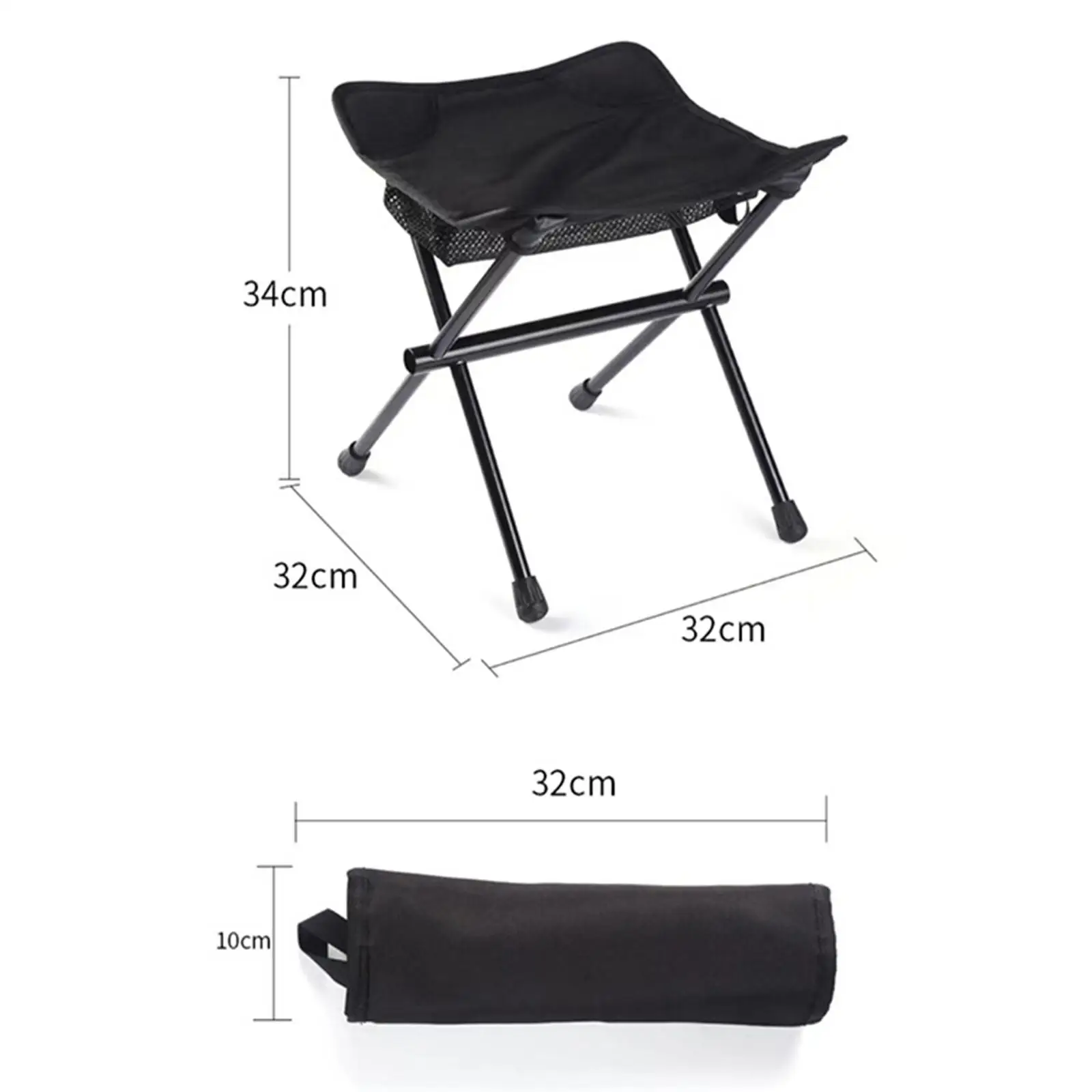 كرسي الصيد مسند للقدمين من الألومنيوم قابل للطي لكاميرا الشاطئ والمشي لمسافات طويلة باللون الأسود #2