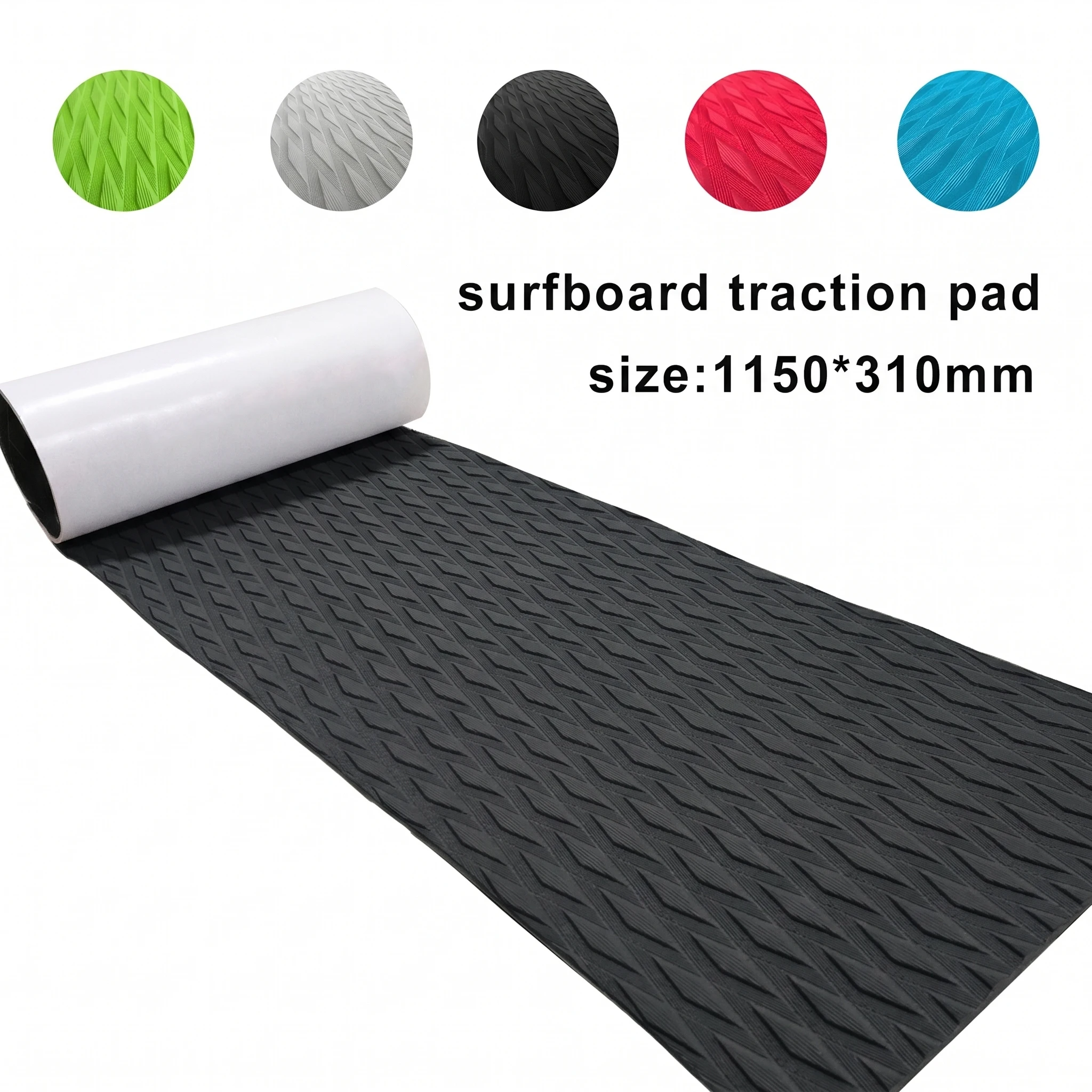 Almofadas de Tração Antiderrapantes de Espuma EVA 115x31cm para Pranchas de Surf, Tapete Antiderrapante com Padrão Diamante para Caiaque, RV, Iate, Piscina, Skate e Skimboard