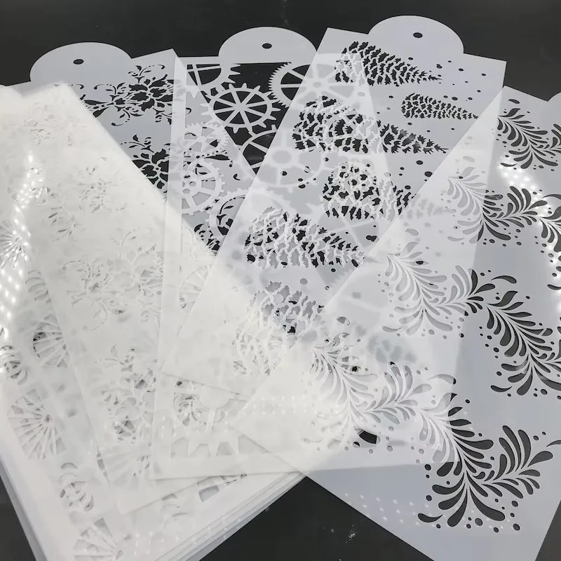 YOMDID 10pcs Fondant Cake Mesh Printing Mold Embossing For Decorating Tool Sugar Sieve Mould Dessert Cake Edge Making Stencils