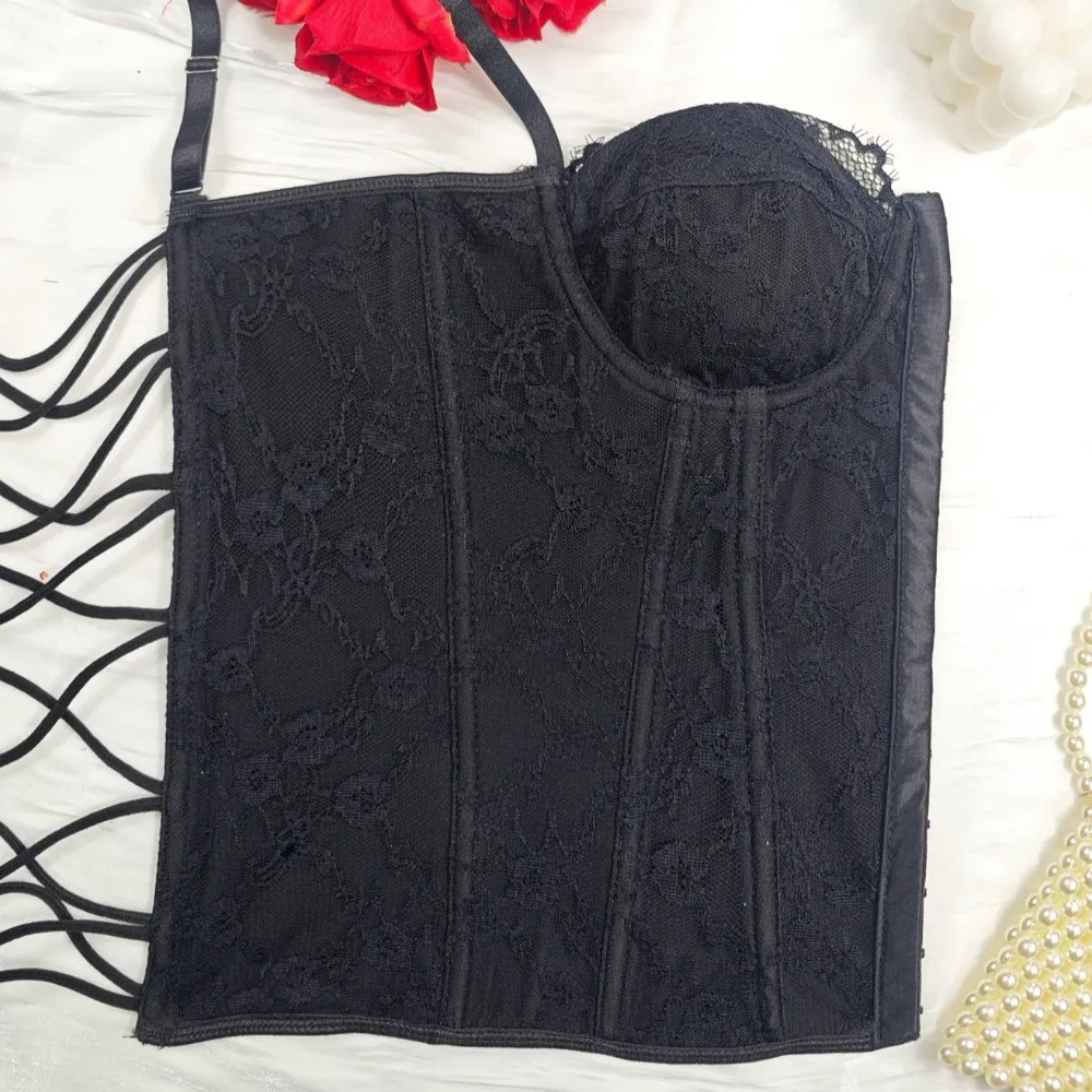 Mode Hohl Spitze Leibchen Ärmellose Tanks Spitze Korsett Streetwear Slim Fit Crop Tops Reisen