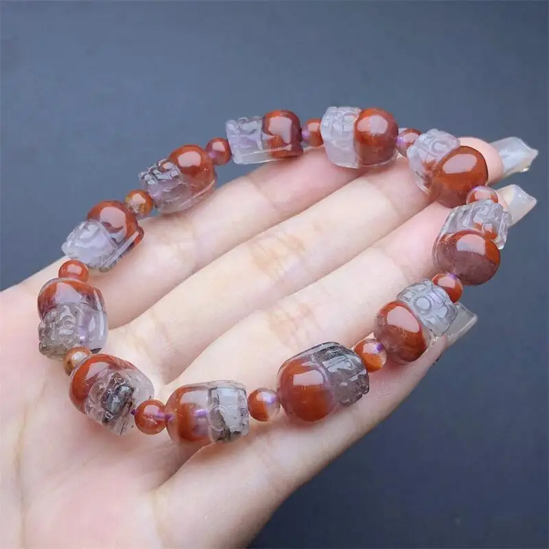 

Natural Auralite Quartz Pixiu Bracelet For Women Men Love Gift Crystal Beads Strands Jewelry Gift 1PCS