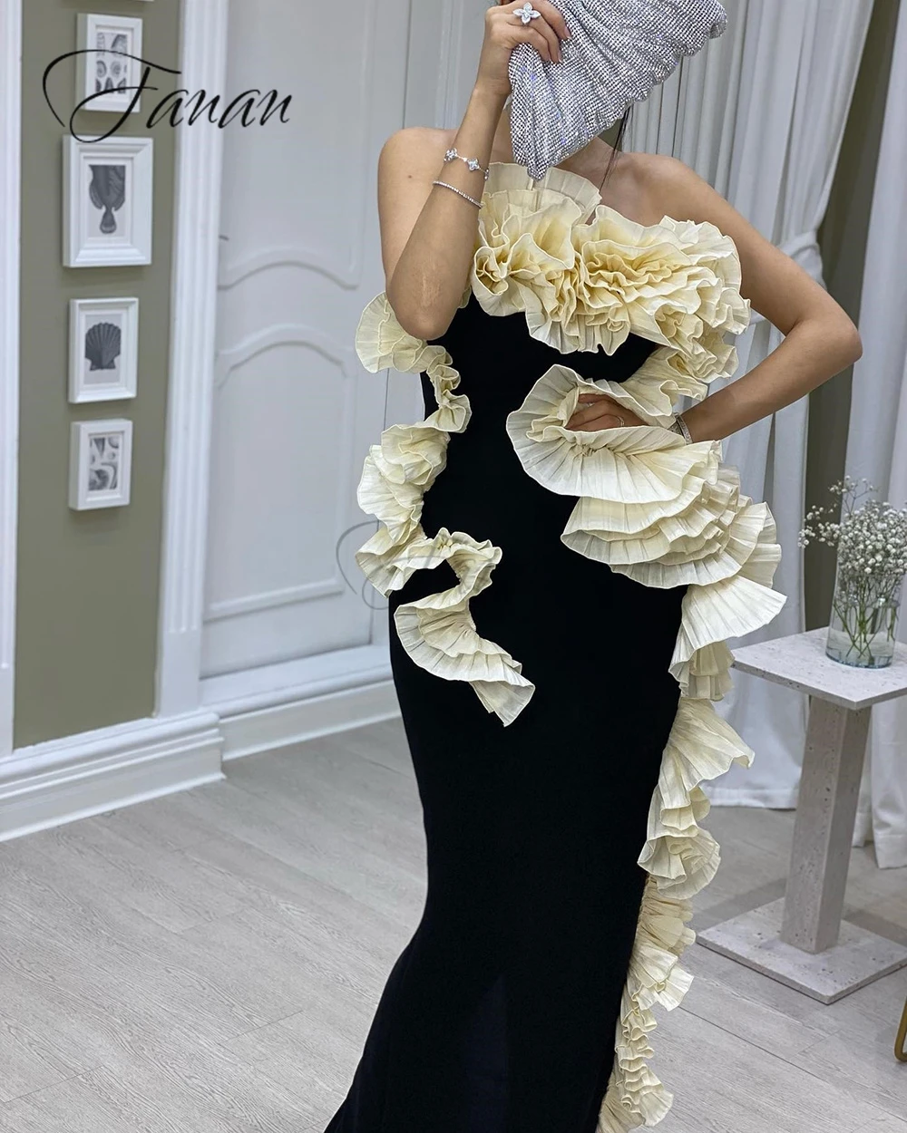 Customized Exquisite Prom Gown Sleeveless Backless Patchwork فساتين سهرة فخمه Evening Party Dresses Scalloped Celebrity Banquet