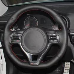 Microfiber Leather Car Steering Wheel Cover For Kia Sportage 4 GT-Line Optima 4 2016 2017 2018 Hand Stitched Leather Cover Trim