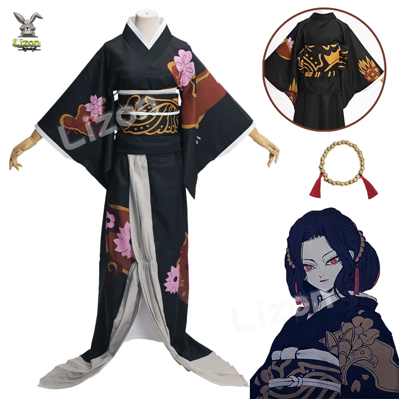 

Anime Demon Slayer Kimetsu No Yaiba Cosplay Costumes Kibutsuji Muzan Cosplay Costume Wig Kimono Set Anime Halloween Costume