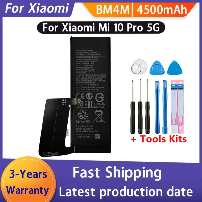 100% NEW 4500mAh Replacement Battery BM4M For Xiaomi Mi 10 Pro 5G 10Pro Genuine Phone bateria Batteries Batterij+Tools