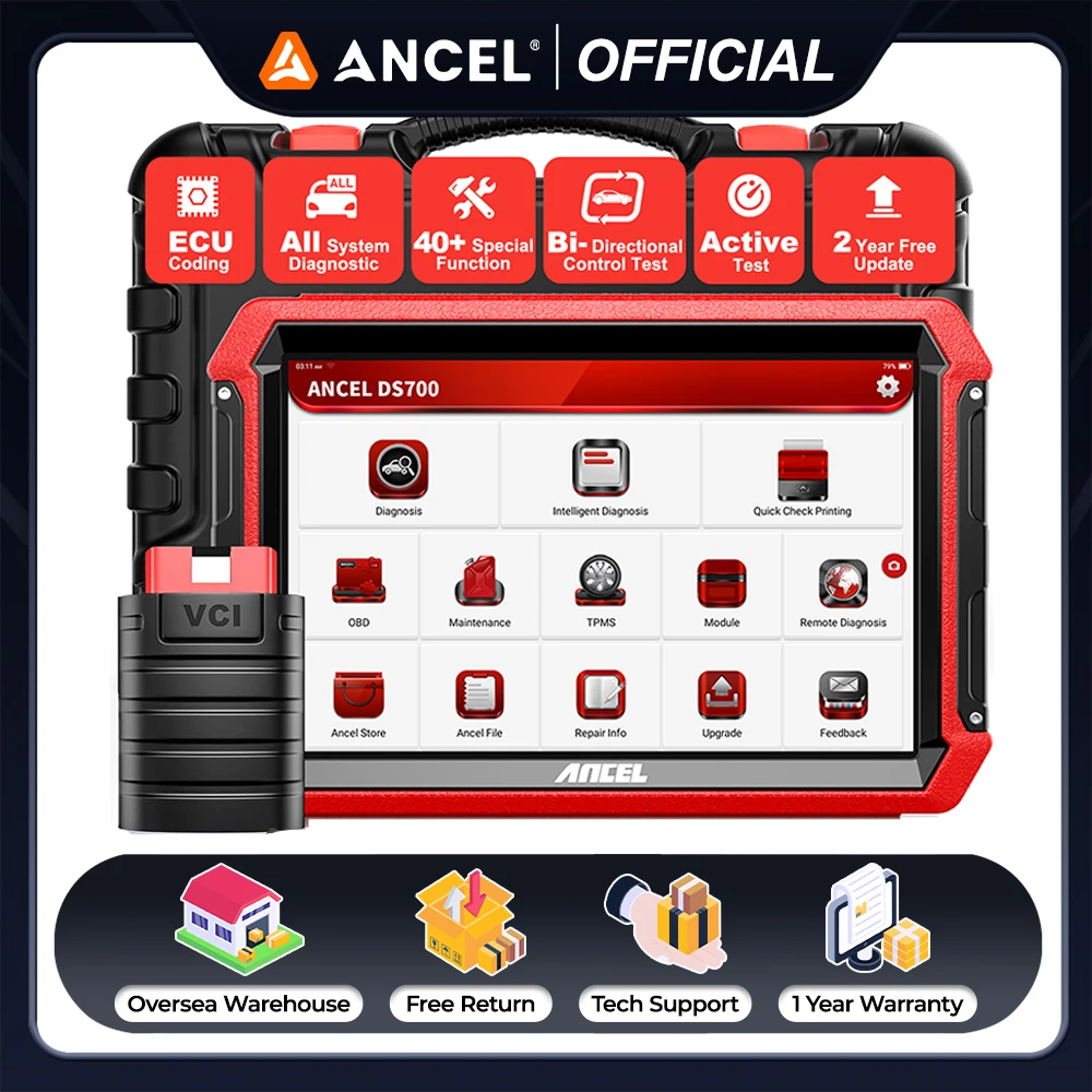 

ANCEL DS700 Elite OBD2 Scanner Full System Bidirectional Scan Tool ECU Coding 40+ Reset Service FCA Autoauth Car Diagnostic Tool