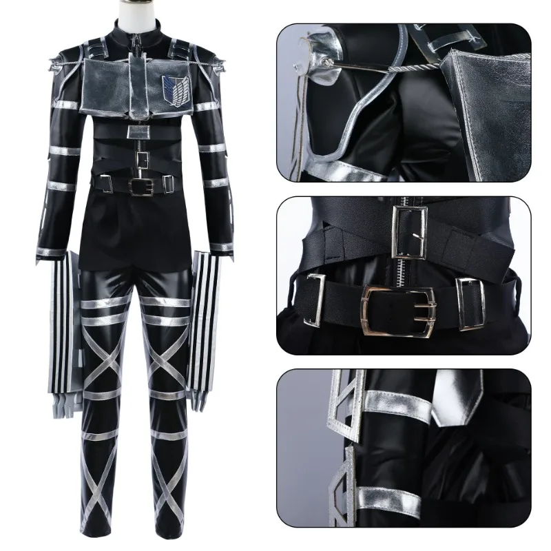 Anime Giant Final Season Leather Outfit Investigation of The Fog City Attack Alan Three Hat Cosplay Costume Full Set Combat Suit