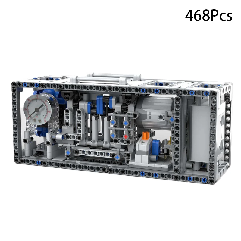 Aangepaste pneumatische serie luchtcompressor bouwstenen model DIY monteren pneumatische buizen lucht tank bakstenen kind speelgoed verjaardagscadeau