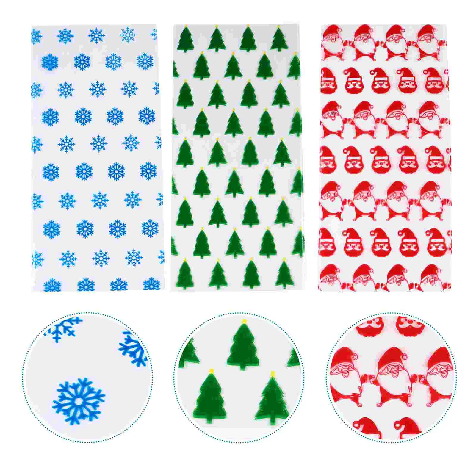 300 PCS/Set Christmas Wrapping Bag Treats Bags Tree Candy for Gift Packing Opp Packaging Pouch