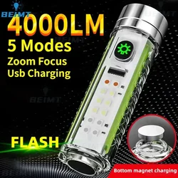 30WLED Portable LED Flashlight Super Bright with 4color Side Lights COB Wick Lighting Outdoor Camping Torch Linterna
