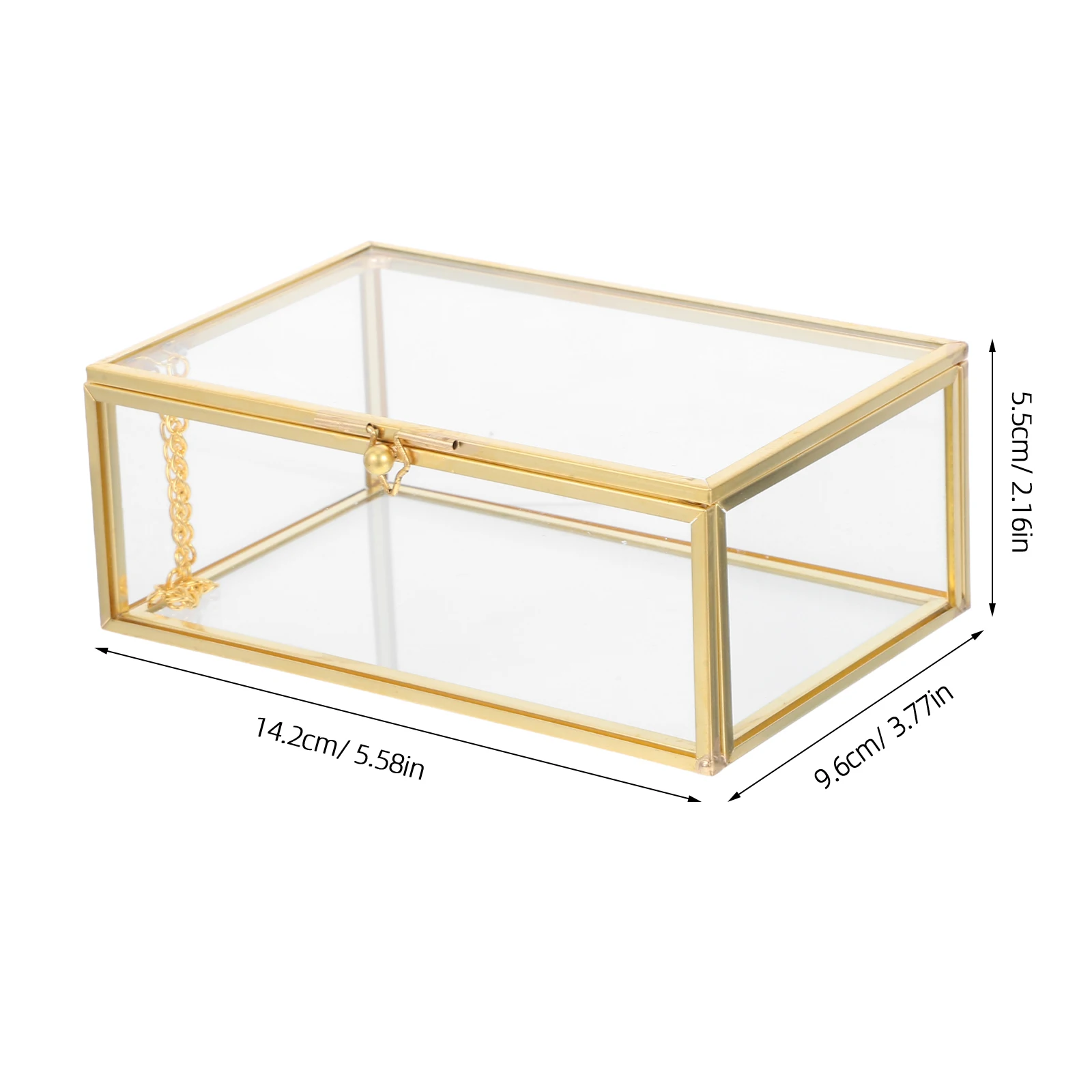 إطار نحاسي فاخر منظم مجوهرات من الزجاج الشفاف صندوق تخزين الغرور المقاوم للغبار للعطور وأحمر الشفاه وأساور #6