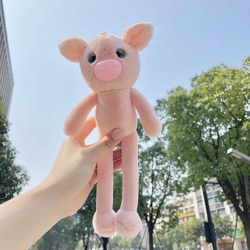 귀여운 만화 긴 다리 돼지 오리 플러시 인형 25CM, 매력 커플 키 체인 소녀 배낭 매력 오리 인형 액세서리 소녀 선물