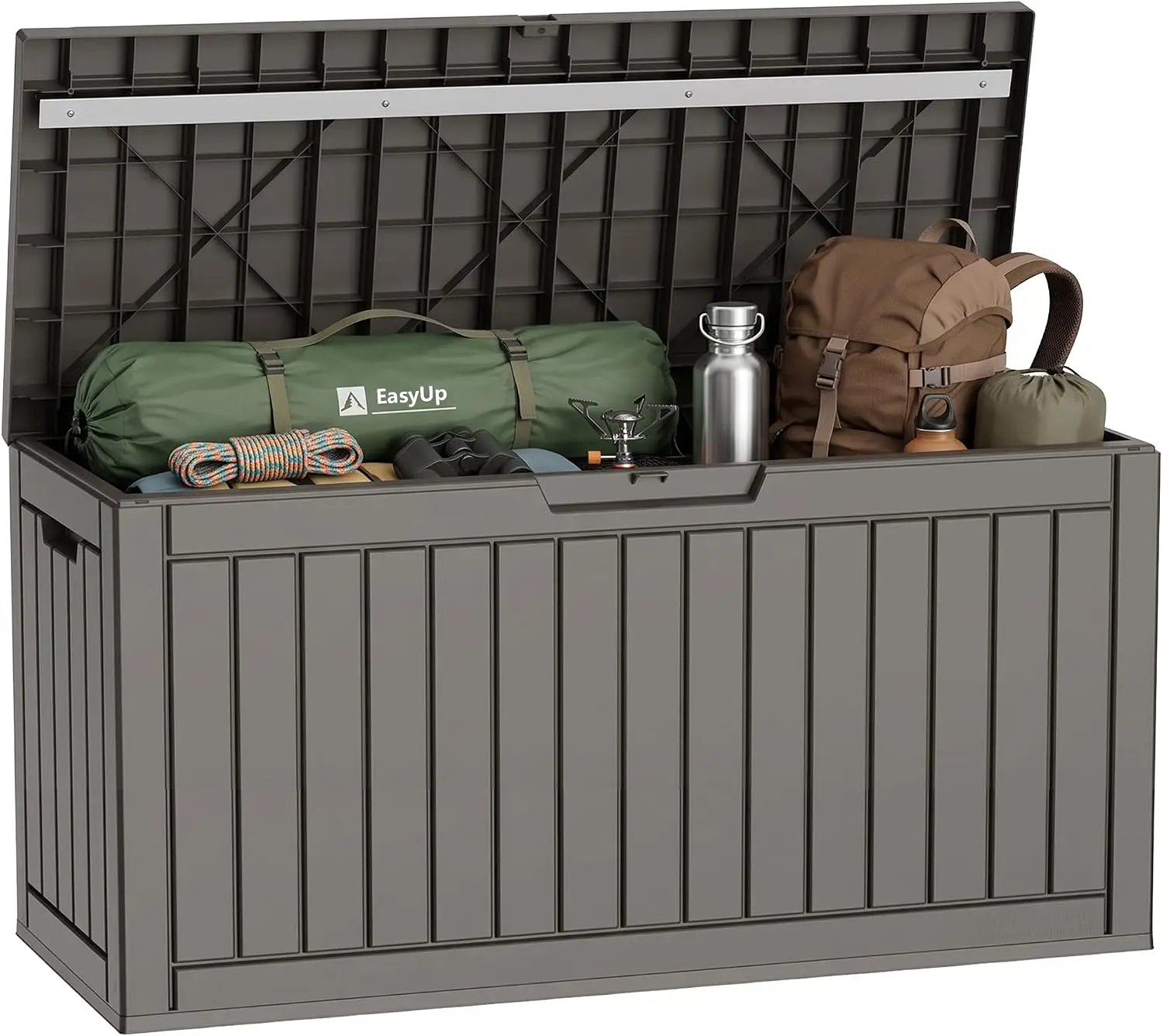 150Gal Outdoor Storage Box, Waterproof Deck Boxes w/ Reinforced Support Rod
