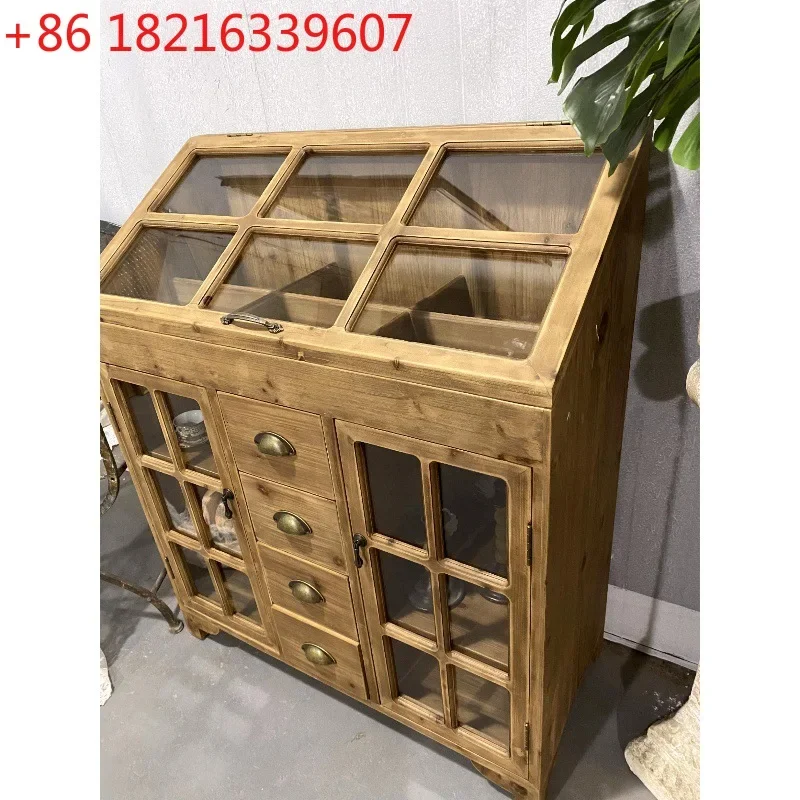 YAO retro log color retro white multi-functional display cabinet home grocery locker