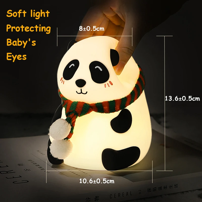 Mini Panda Night Lights Silicone Timing Rechargeable Lamp Cartoon Creative Bedroom Light Decor Bedside Lamp For Kids Cute Gift