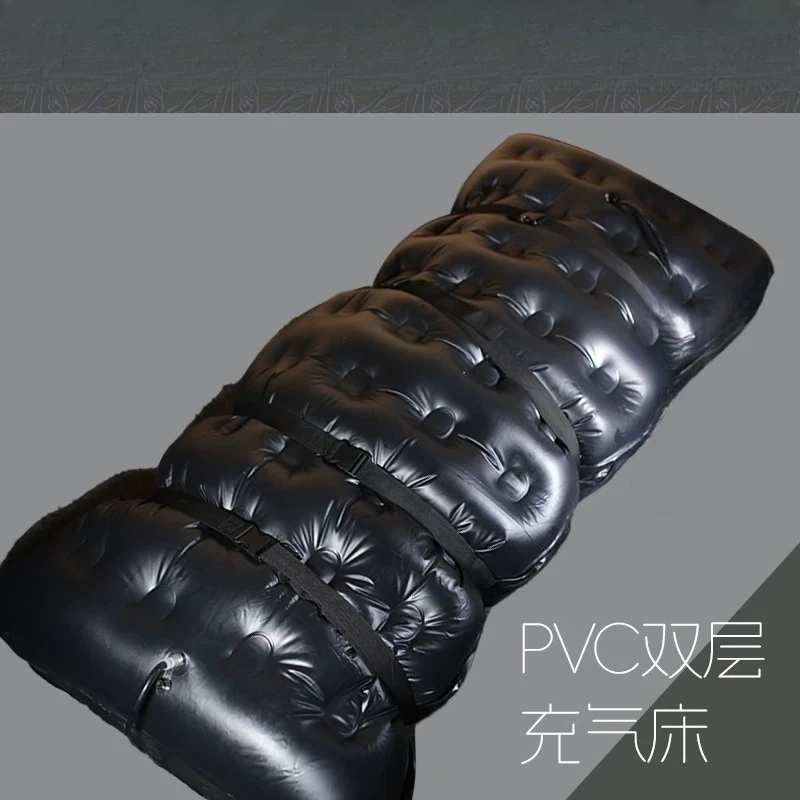 230x90cm PVC Latex Vacuum Inflatable Double-layer Double-chamber Compressed Air Mattress