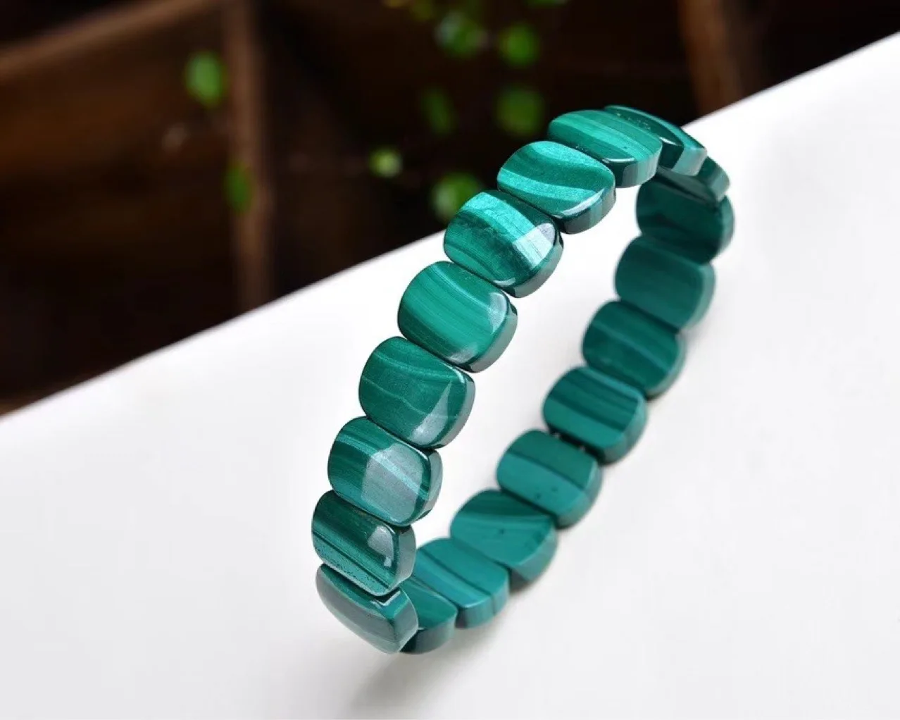 Wholesale 1pcs Natural Malachite Bracelet 7x11mm Genuine Semi Precious Gemstone Jewelry,18cm