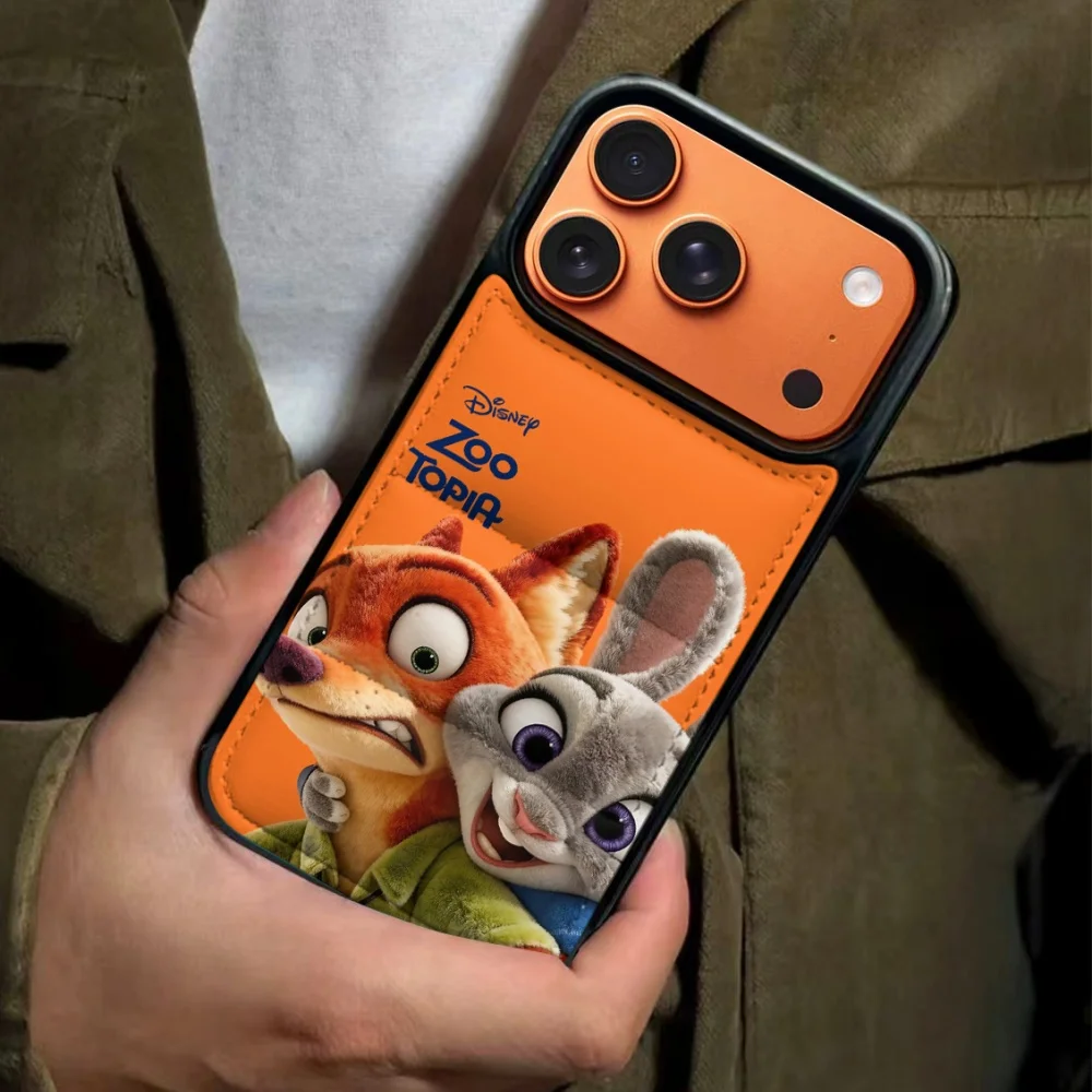 Casing Ponsel Jaket Trendi Bertema Disney Zootopia untuk 17 16 15 14 13 12 11 Pro Max Air 16 Plus Sampul Ponsel Warna Kontras