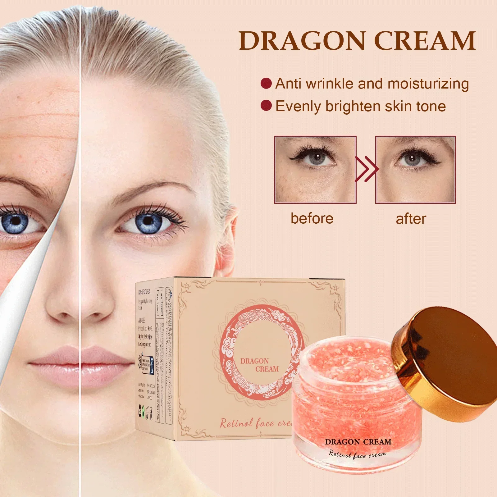 كريم الريتينول المضاد للتجاعيد - تركيبة ماركة Dragon مع HA. يحدث لون البشرة ويقلل الخطوط الدقيقة. علاج الترطيب. #2