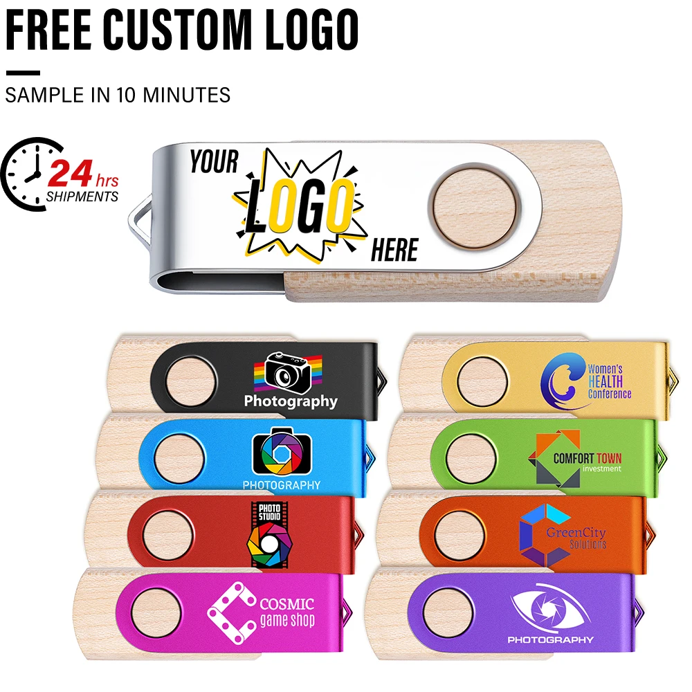 

JASTER Бесплатный USB-флешка с логотипом, 128 ГБ, бизнес-подарок, 64 ГБ, металлический флэш-накопитель, 32 ГБ, деревянный внешний накопитель, 16 ГБ