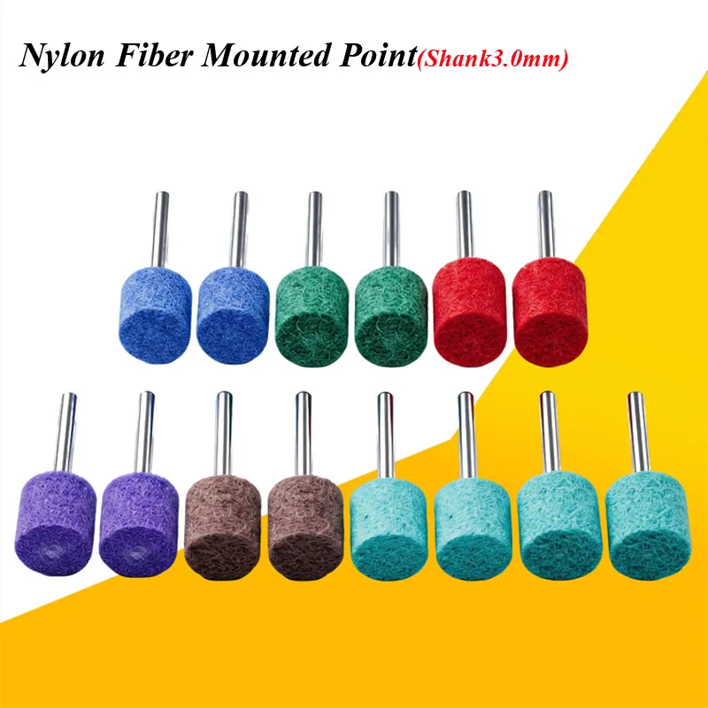 10PCS Nylon fiber mounted point with shank3.0mm nylon polishing whee for electric grinder Metal rust removal Grit#120~#1500