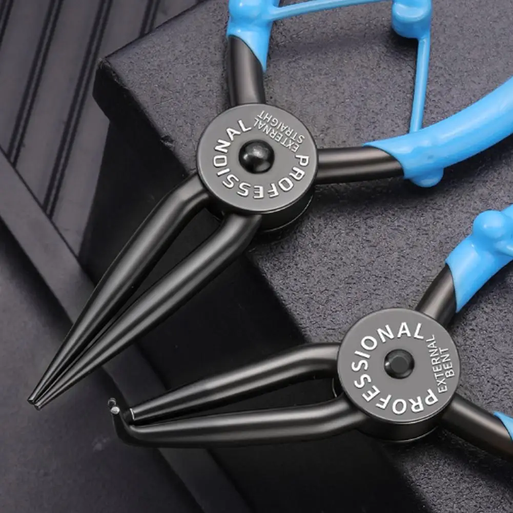 Snap Ring Pliers 7-Inch Heavy Duty Internal/External Circlip Pliers with Straight & Bent Jaw Tips Spring-Loaded Special Grade