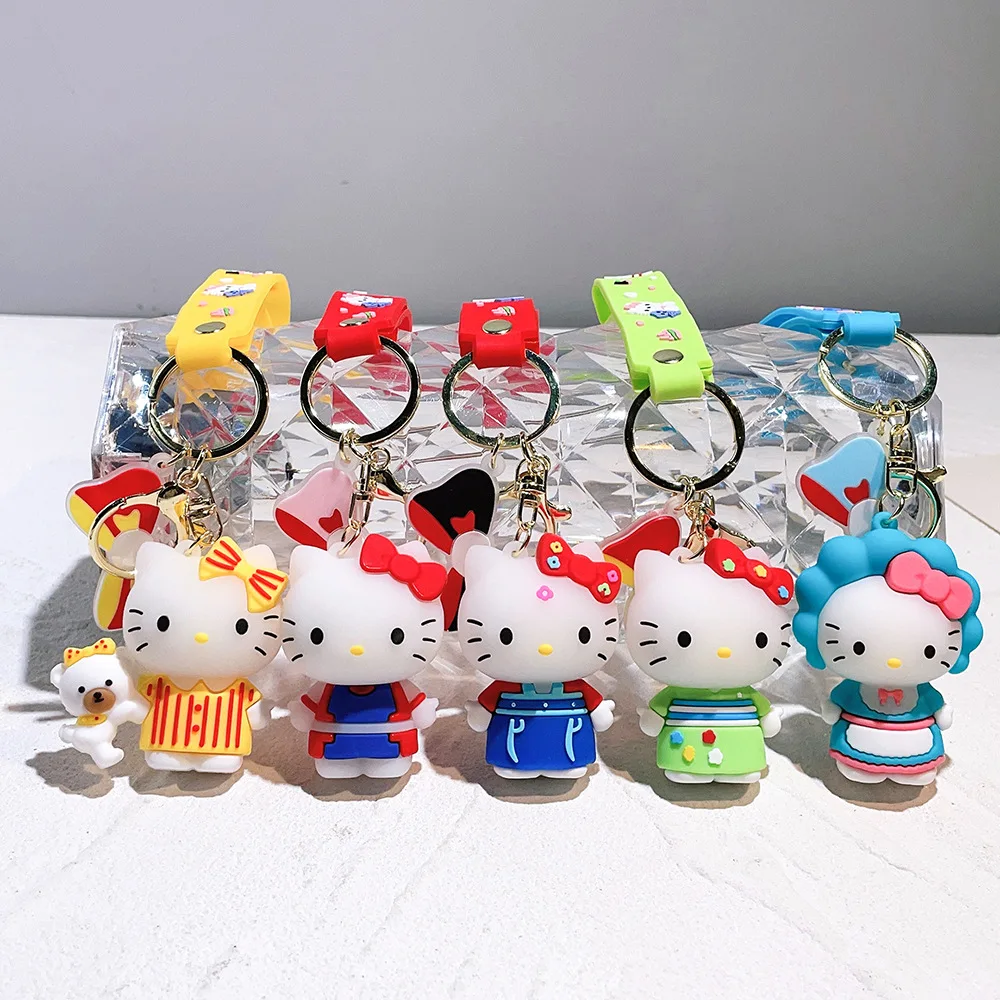 Kawaii Sanrio Hello Kitty Keychain Cartoon Car Key Ring Backpack Pendant Girl Heart Ornaments Children Birthday Festival Gifts