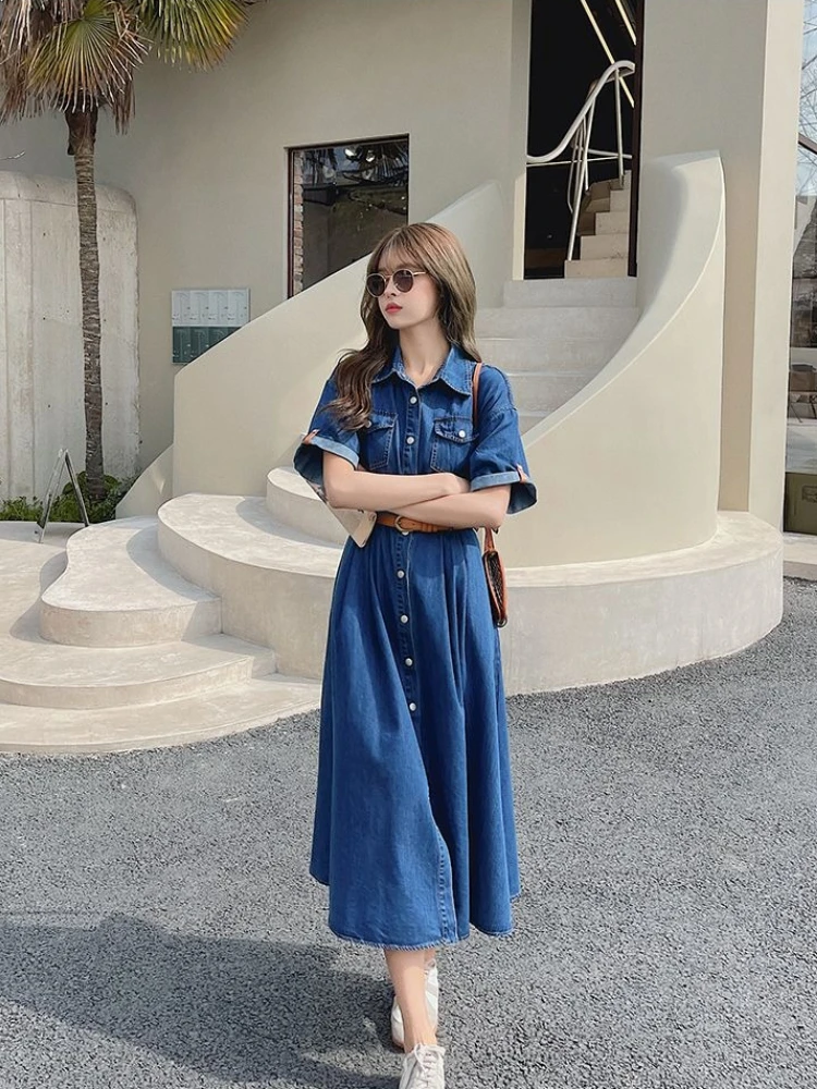 Damen-Jeanskleid 2026 Sommer N – Korean Style A Line Shirt Dress Bewertung und Preis