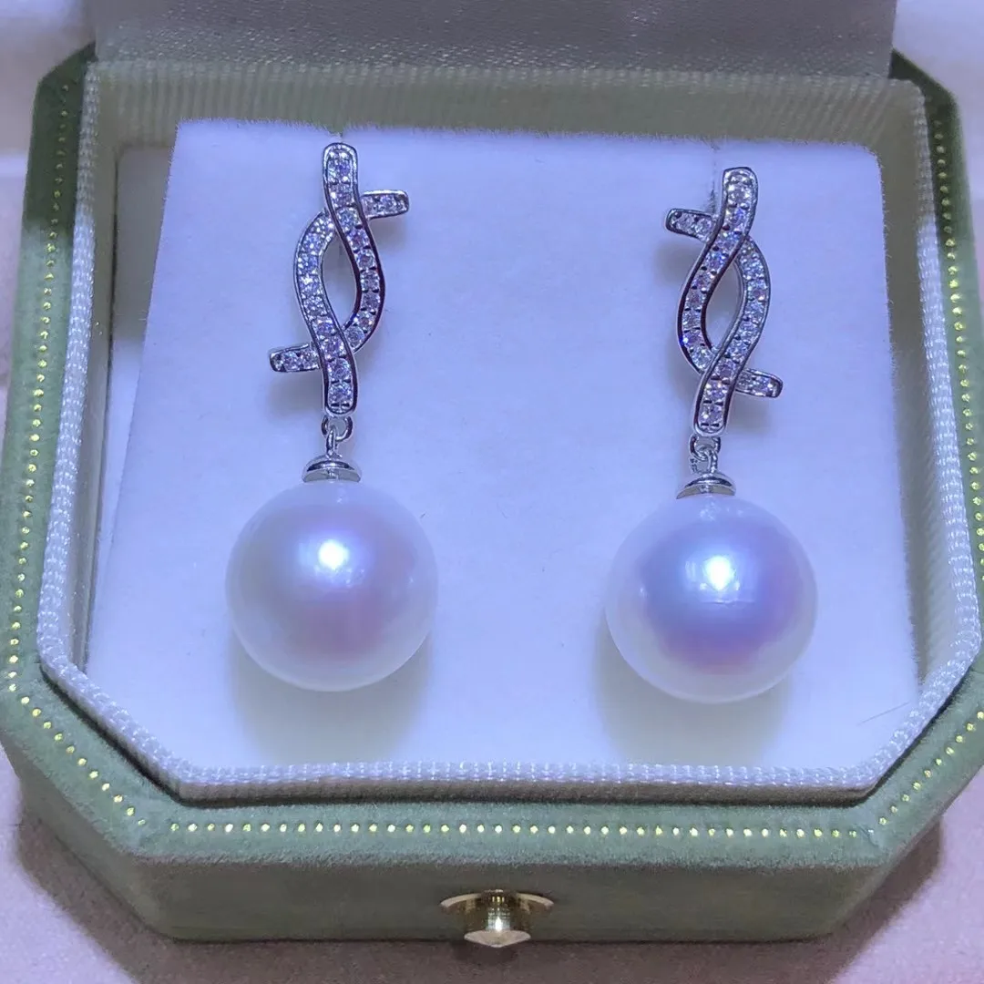 

Wholesale S925 Sterling Silver Earrings Mount Findings Settings Base Mounting Parts Accessory for 11-13mm Pearls 5 pairs/lot