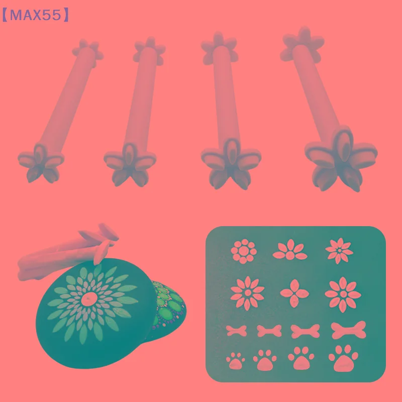【MAX-55】4Pcs DIY Graffiti Flowers Butterflies Moon Pattern Flower Floral Dotting Tool Set Dot Painting Pen Embossing Tools