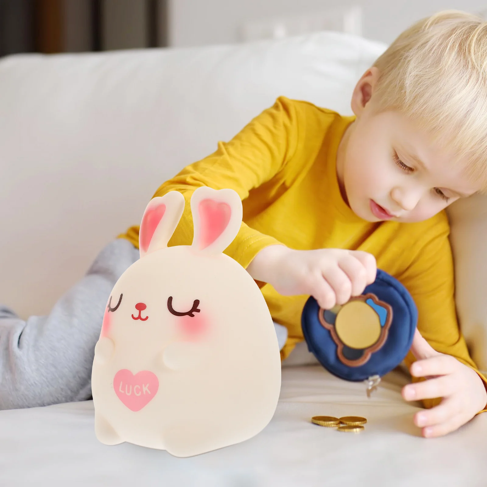 

Cartoon Rabbit Piggy Bank Creative Bunny Saving Jar Money Storage Box Decorative Coin Container Birthday Christmas Gift