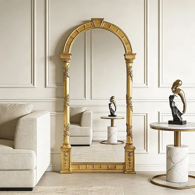 BJ French Arch Floor Mirror Full Length Body Mirror Vintage Standing Dressing Mirror For Living Room Bedroom