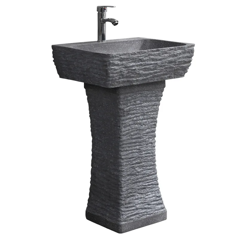 

Artificial stone column basin washbasin integrated floor type home balcony bathroom retro courtyard washbasin