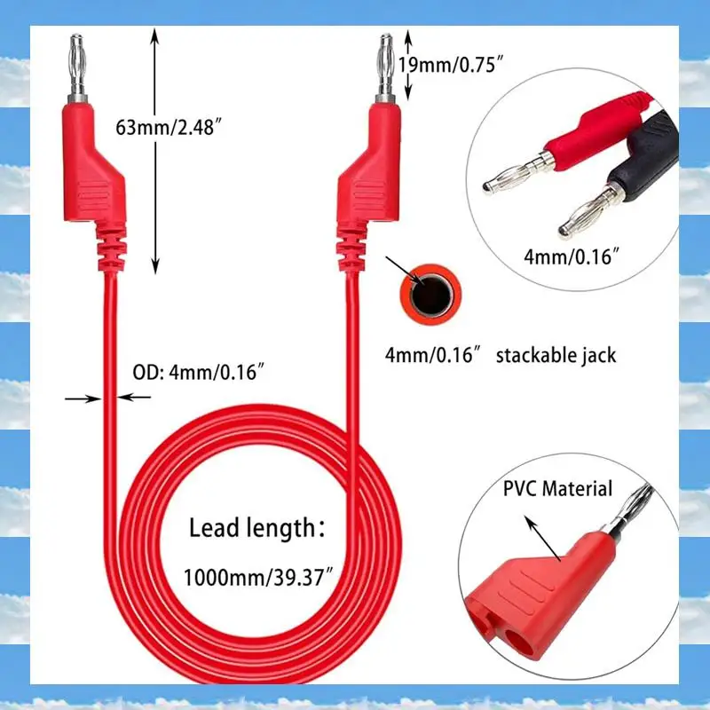 

Banana Plug Silicone Test Leads Kit, 4Mm Stackable Banana Plug With Threading Probe,Automotive Test Leads For Multimeter Durable