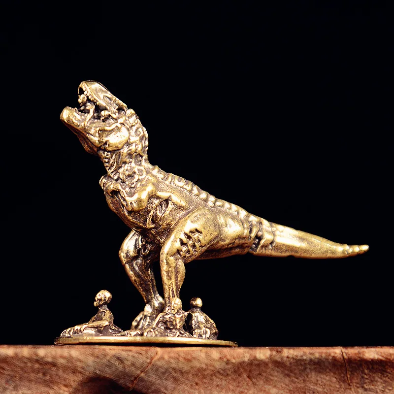 Solid Brass Jurassic Dinosaurs Small Statue Desktop Ornament Tyrannosaurus Rex Miniatures Figurines Home Decoration Crafts Decor