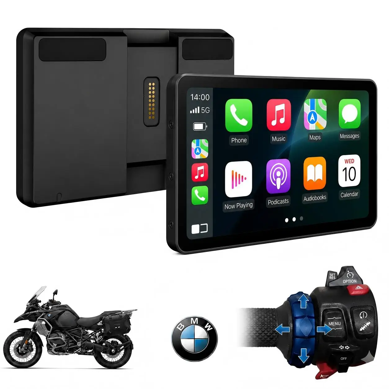 6,2 Zoll Kabelloses Motorrad-CarPlay & Android Auto für BMW Motorräder - Native Wonder Wheel, 1200-Nit, IP69, Plug & Play