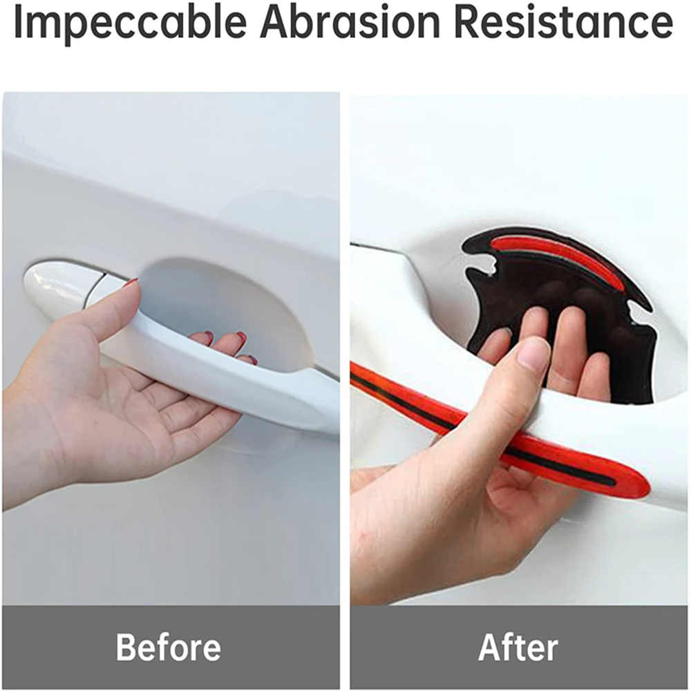 8 General-Purpose 3D Carbon Fiber Car Door Handle Stickers Scratch-Resistant Stickers Car Safety Reflective Strip Car Stickers