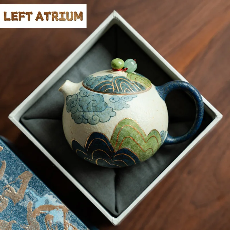 

150 мл ручная роспись калька золотисто-зеленый горный чайник эстетический чайник заварочный горшок чайник с шариковым отверстием для чайных принадлежностей