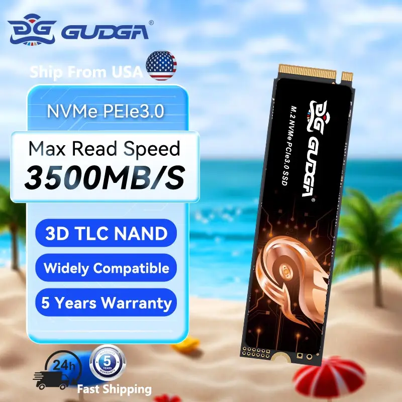 GUDGA M.2 NVMe SSD 2280 PCIe 3.0 x4 TLC 3500MB/s Internal Solid State Drive 256GB 512GB 1TB For Laptop Desktop US Stock