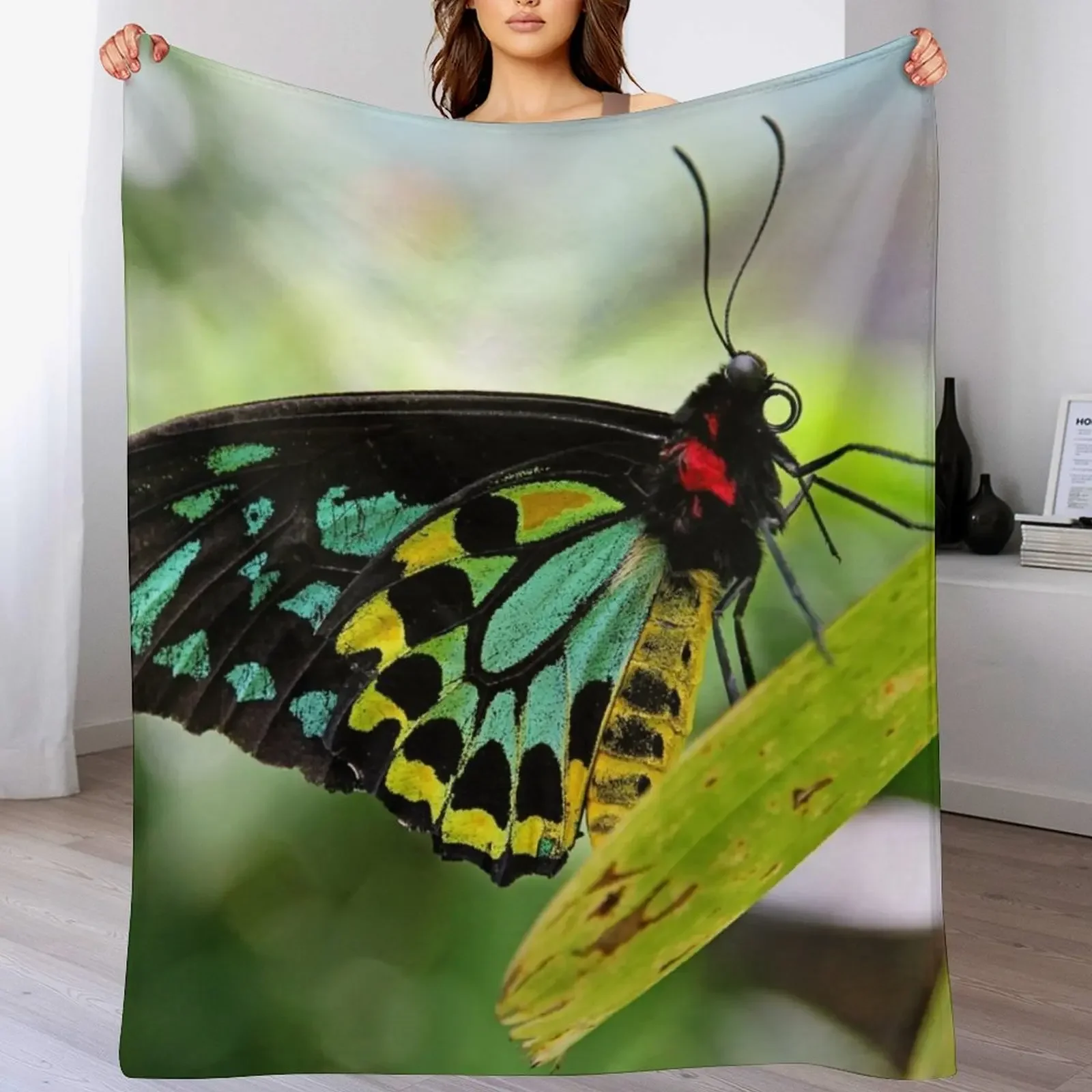 New Cairns Birdwing Butterfly Throw Blanket Ultra Soft Flannel Fleece Blanket for All Seasons