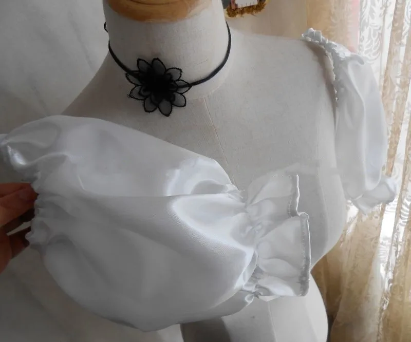 White Ivory Satin Detachable Short Cap Sleeves For Wedding Romantic Removeable Puffy Wedding Party Gloves Bridal Accessories